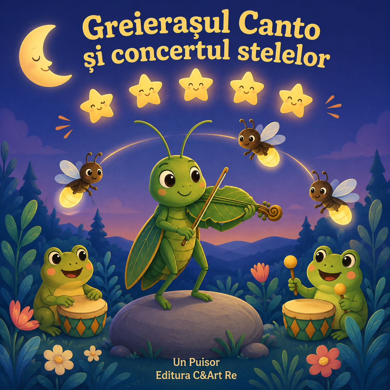 Coperta poveștii Greierașul Canto și concertul stelelor